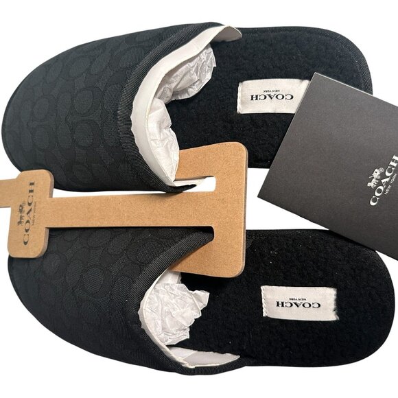 Coach Men's Size 10 D Black Signature Jacquard Logo Slippers | Style No. C2465 - Picture 8 of 9